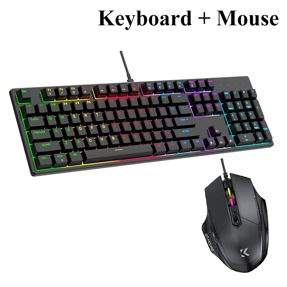 KEBIDUMEI RGB Mechanical Keyboard USB Wired Gaming Keyboard 104 Keys Hot Swappable Ergonomic Keyboard Computer Accessories For PC