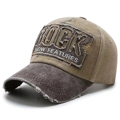Hochwertige Baseballkappe aus Baumwolle mit ROCK-Schriftzug-Stickerei für Damen und Herren – Gorras Snapback Outdoor-Sport-Sonnenhut