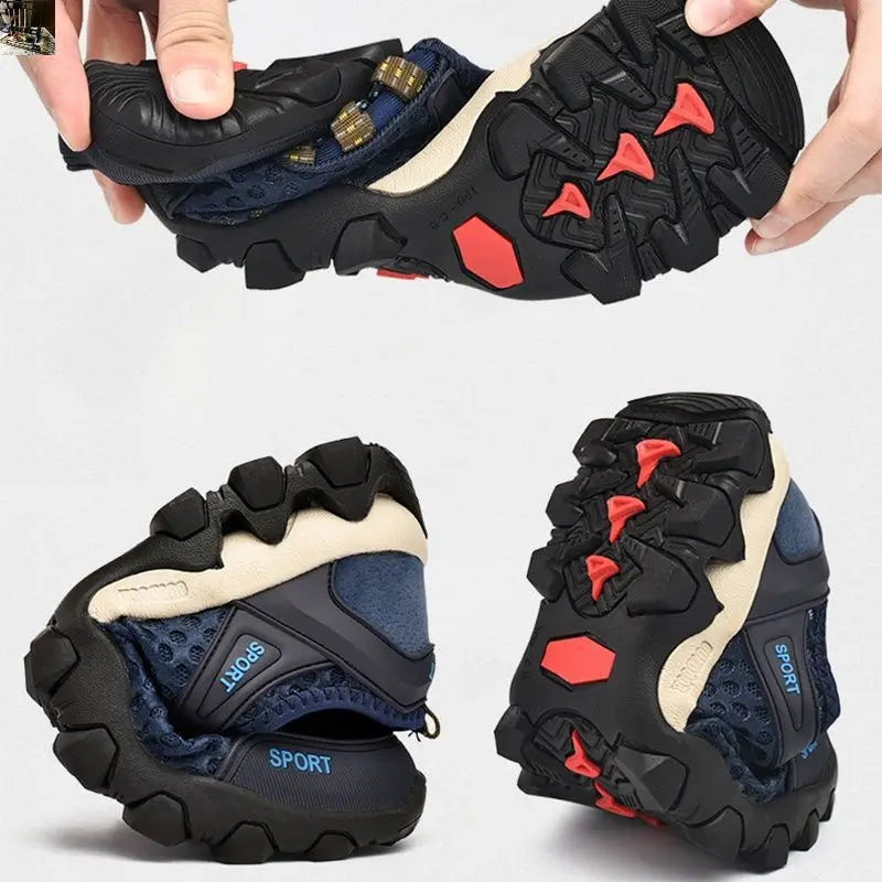 Summer Men's Mesh Sports Shoes, Fashion Mountaineering Breathable Lightweight Anti-Slip Shoes, Outdoor Travel Running Casual Shoes