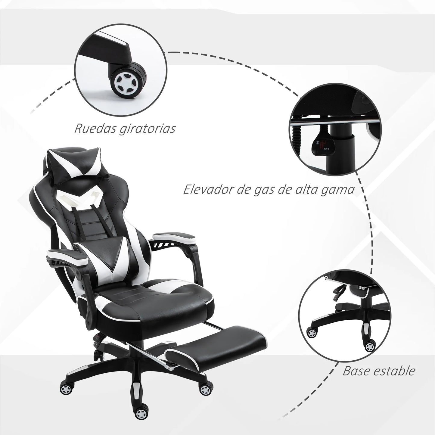 Vinsetto ergonomischer Racing-Stuhl mit verstellbarer Rückenlehne 65X70X118.5-126.5Cm
