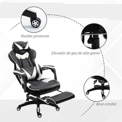 Vinsetto ergonomischer Racing-Stuhl mit verstellbarer Rückenlehne 65X70X118.5-126.5Cm