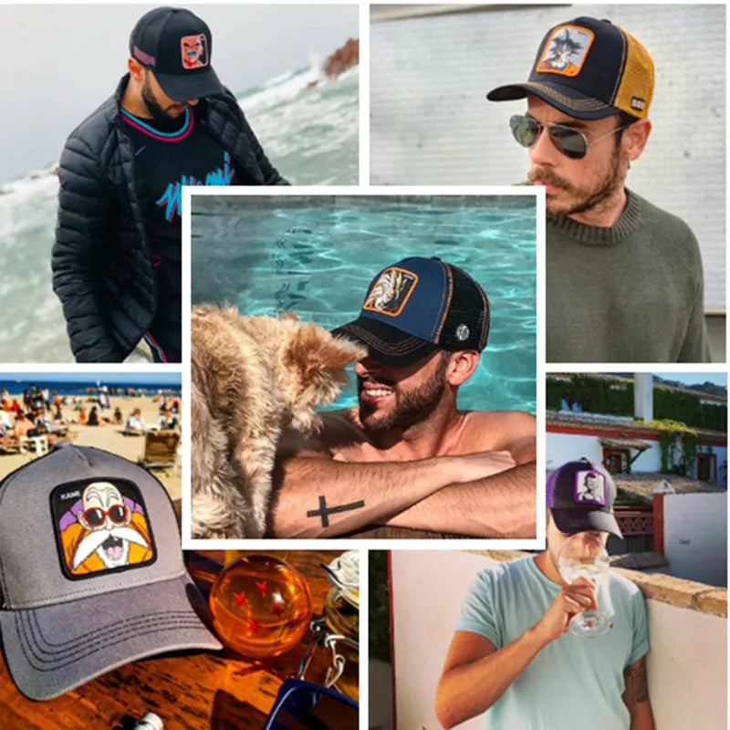 New Dragon Ball DRAGONBALL Mesh Cap Cartoon Mesh Cap Men And Women Baseball Cap Fashion Patch Trucker Cap