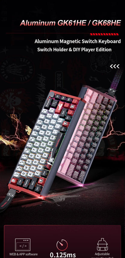 Tastiera magnetica SKYLOONG GK61/GK68 HE con case in alluminio, 8000hz, RT0.01mm, Rapid Trigger, keycap PBT, retroilluminazione RGB, tastiera gaming cablata