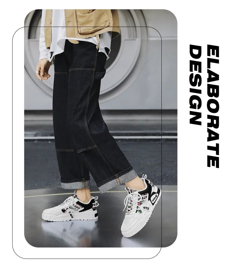Zapatillas de hombre tipo skate para verano, en cuero, informales y de moda, para exterior, running, deporte, senderismo y tenis, con plataforma, diseño de lujo