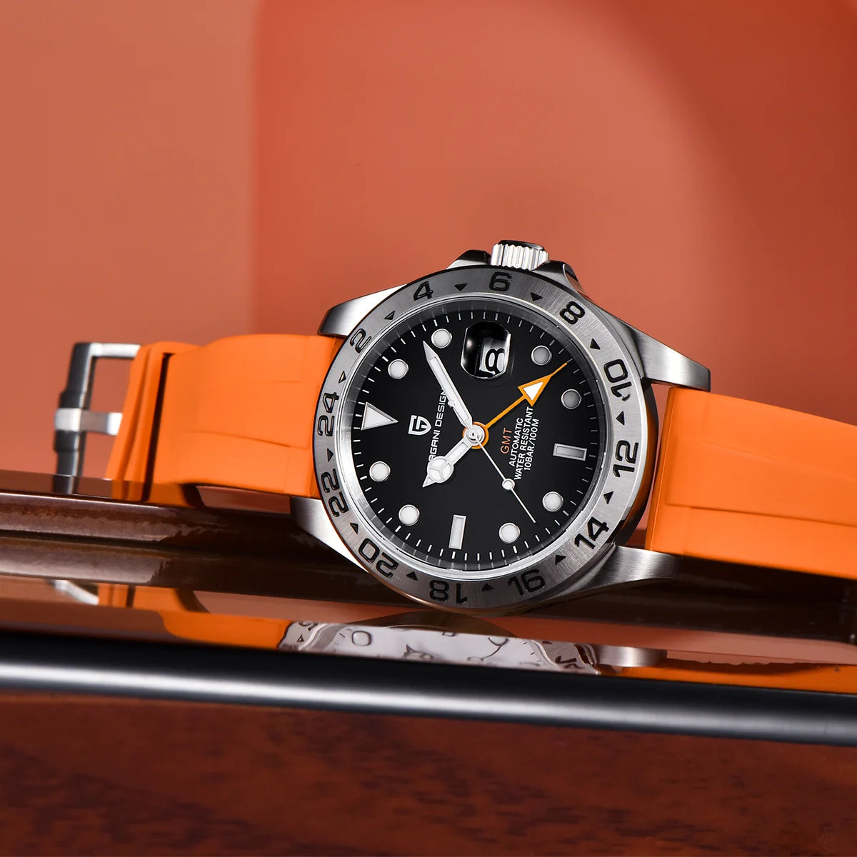 Pagani Design 2026 Nuevo reloj de buceo para hombre 42mm zafiro mecánico automático GMT 100m resistente al agua PD1682