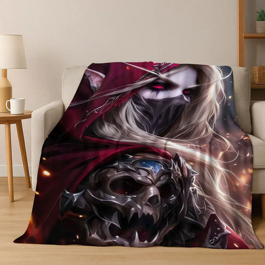 Coperta in flanella WOW World of Warcraft Arthas Demon Illidan Sylvanas, plaid morbido e confortevole per casa, camera da letto, letto, divano, copridivano, idea regalo