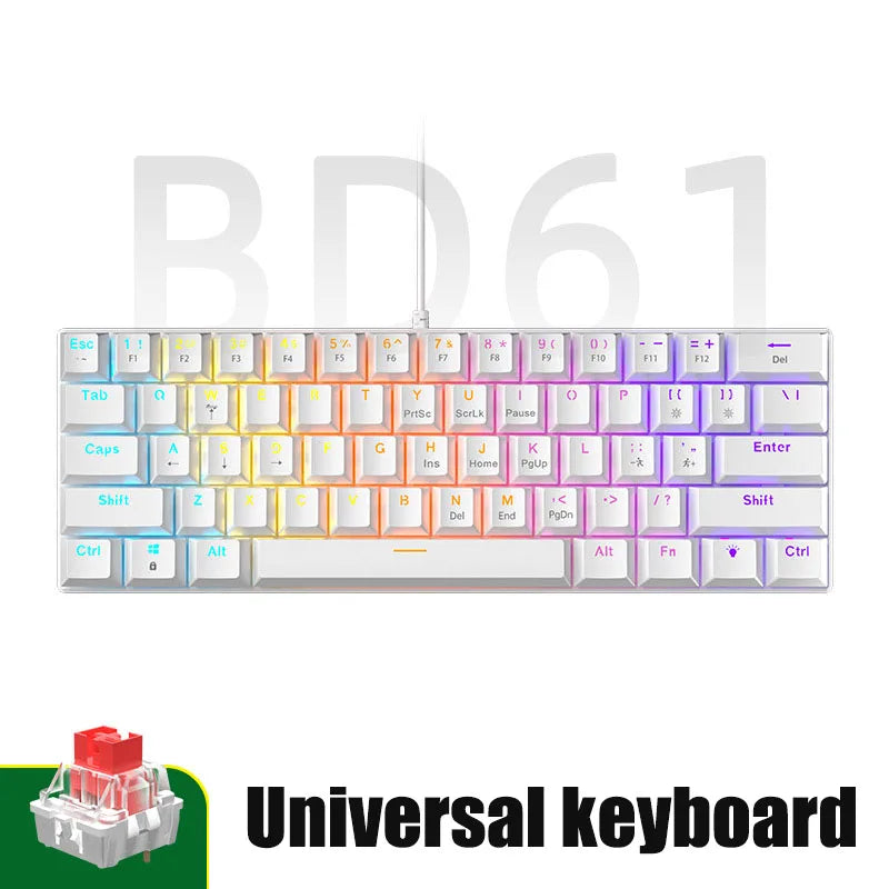 RGB White Mechanical Keyboard 60% Gaming Keyboard White Clavier Gamer Blanco Key Board Black PC Keyboards