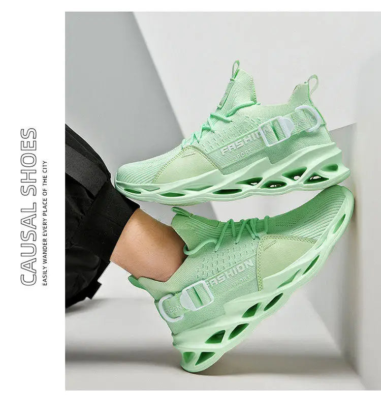 Zapatillas deportivas casual moradas de moda en oferta para mujer y hombre, calzado running con suela tipo blade, talla grande 48, ligeras y transpirables, zapatillas deportivas de malla para hombre