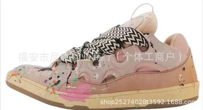 Bequeme Skate-Schuhe mit hohem Absatz, dicker Sohle, lässige sportliche Dad-Bag-Schuhe im vietnamesisch-kambodschanischen neuen Stil, geknotet, zum Hineinschlüpfen