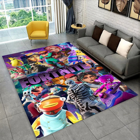 Cartoon-F-Fortnite-Gaming-Teppich für Spielzimmer, Schlafzimmer, Wohnzimmer, Sofa und Wohnkultur, rutschfeste Kinder-Spielmatte fürs Zuhause
