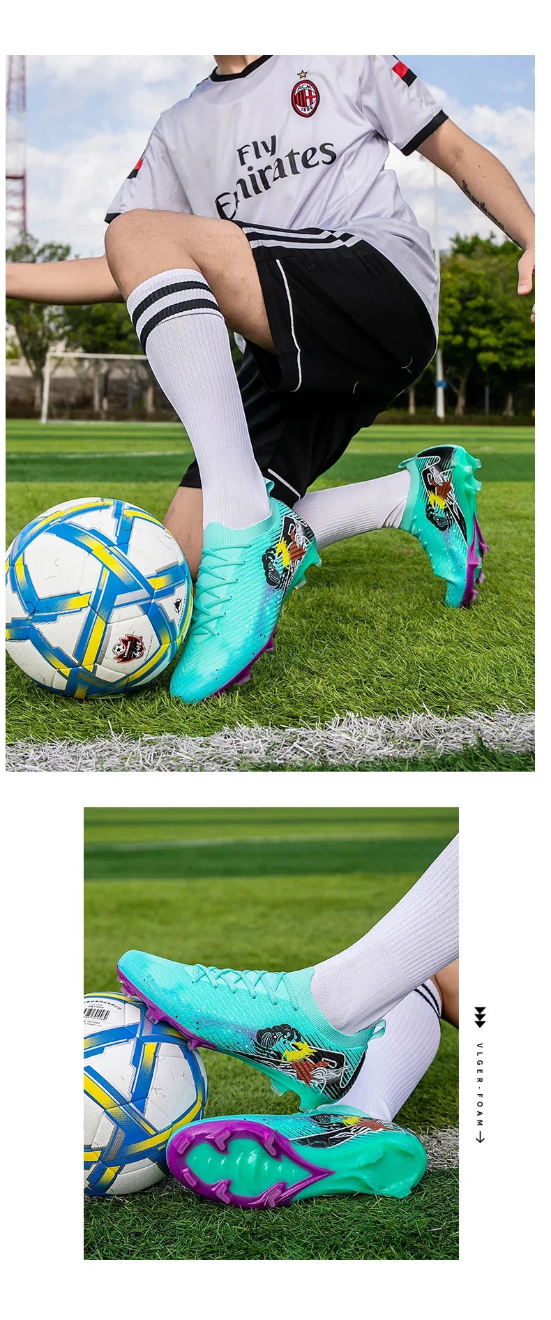 New Men Football Boots Cleats Training Shoes Soccer Shoes Non-Slip Match Ultralight Soccer FG Long Spikes Outdoor Drop Shipping