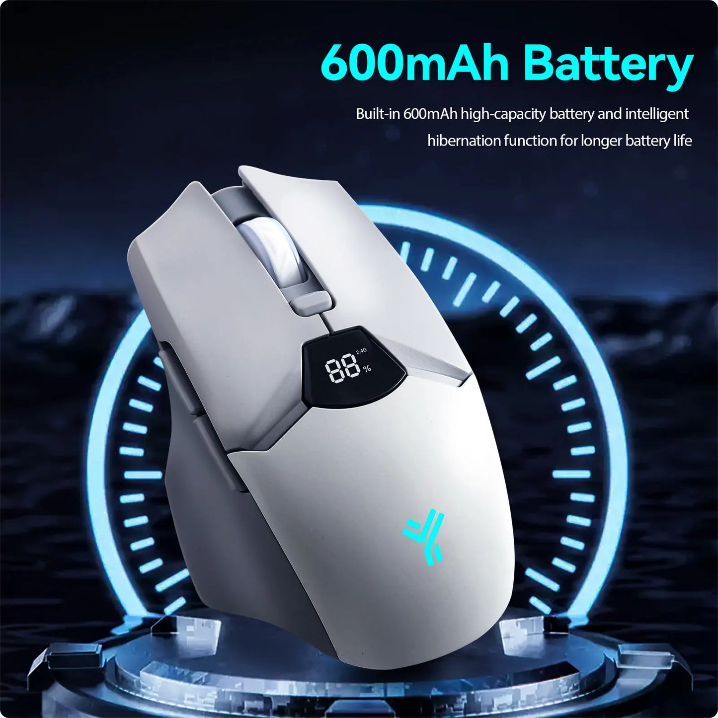 Wireless Bluetooth Mouse with Digital Battery Display, Silent Ergonomic Mouse for PC Laptop Gaming, 2.4G/Bluetooth 5.0