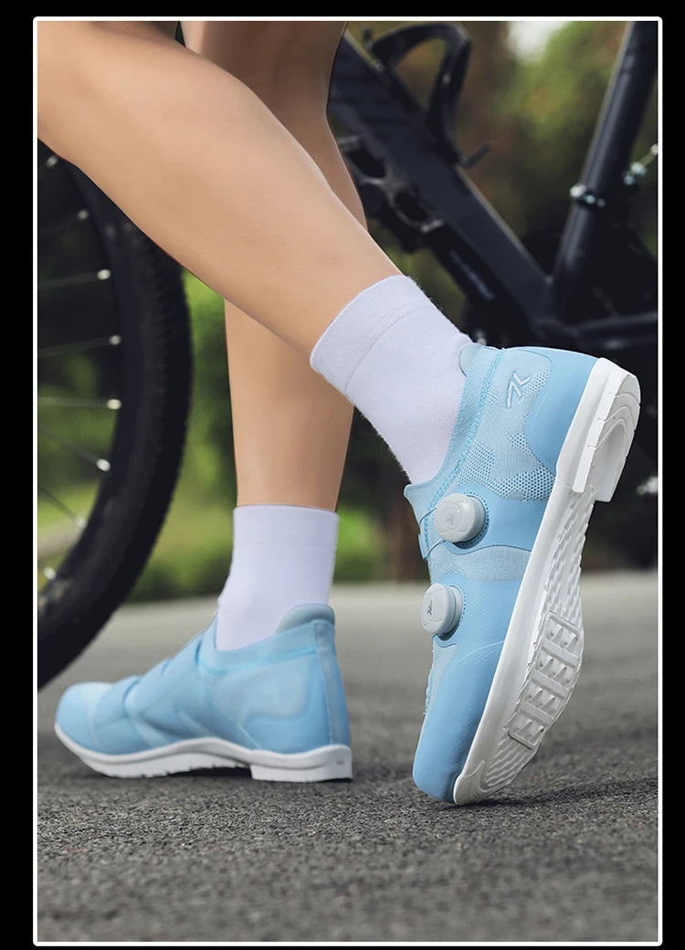Cycling shoes road bike unisex, HsYixin breathable SPD self-locking non-slip racing road bike shoes flat MTB bicycle sneakers