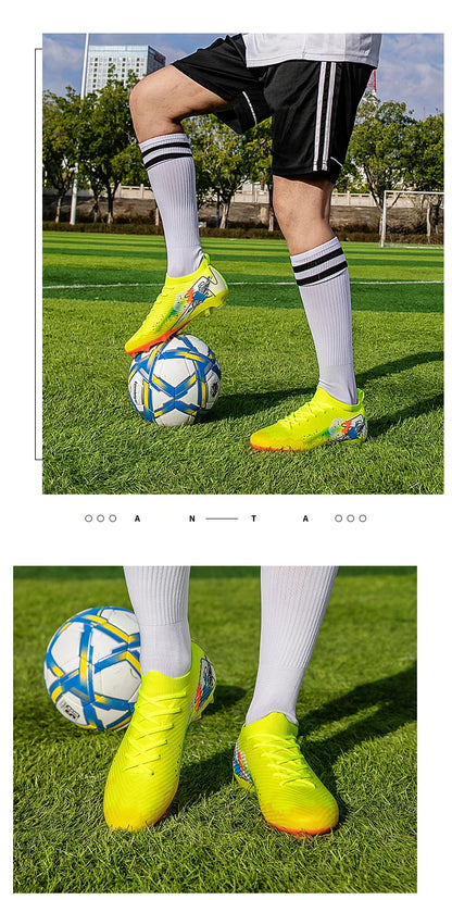 New Men Football Boots Soccer Cleats FG Non-Slip Training Shoes Soccer Shoes Long Spikes Match Ultralight Outdoor Drop Shipping