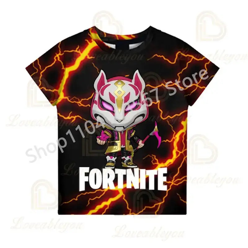 Kinder 100-160cm Hot Sale F-Fortnited Sommer-T-Shirt für Jungen und Kleinkinder, lustige Gaming-T-Shirts, modisches Geburtstagsgeschenk für Mädchen und Jungen
