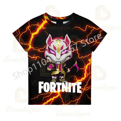 Kinder 100-160cm Hot Sale F-Fortnited Sommer-T-Shirt für Jungen und Kleinkinder, lustige Gaming-T-Shirts, modisches Geburtstagsgeschenk für Mädchen und Jungen