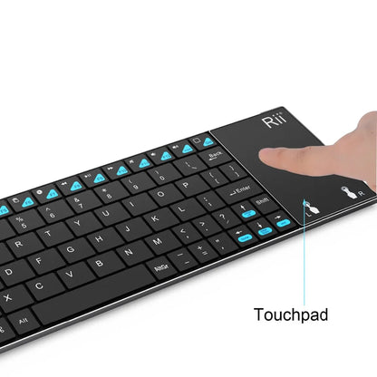 Teclado inalámbrico ruso, español, inglés y francés Rii K12+/i12+ Mini Keyboard con panel táctil para Android, laptop, PC y TV Box