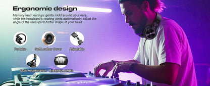 Studio Headphones DJ Headphones Professional 40kHz Hi-Res Stereo 3.5mm/6.35mm Audio Jack Wired Recording Headphone Audio Monitor