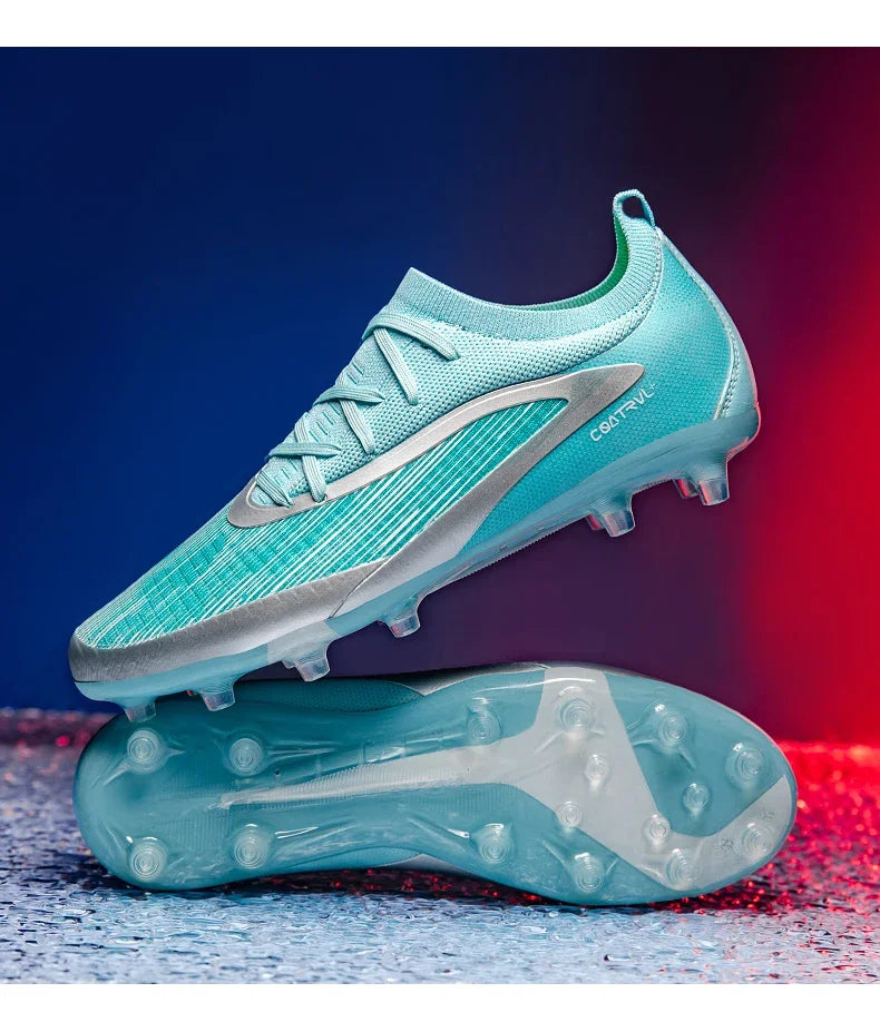 Nuove scarpe da calcio da uomo per esterno, traspiranti, antiscivolo, con tacchetti lunghi, per allenamento e partita, comode anche per ragazzi
