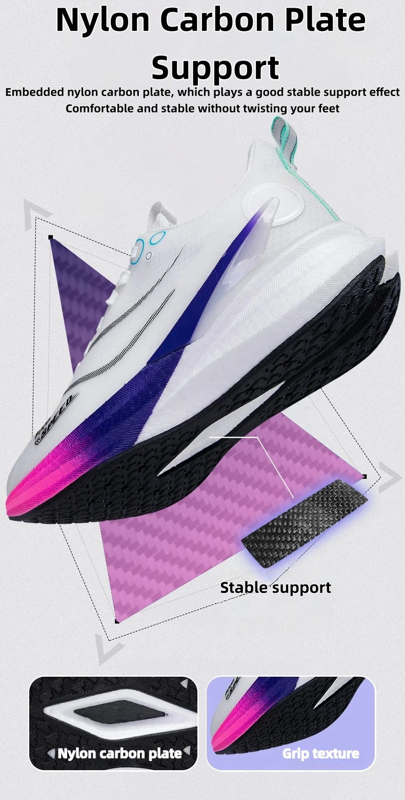 Scarpe da corsa marathon professionali da uomo e donna 2025 con piastra in carbonio, ammortizzazione, ultra leggere, supporto stabile, scarpe sportive