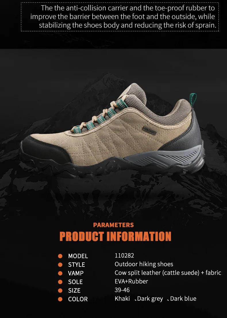 HUMTTO Hiking Shoes Men's Luxury Designer Winter Climbing Trekking Sneakers Leather Outdoor Sports Work Shoes 110282A