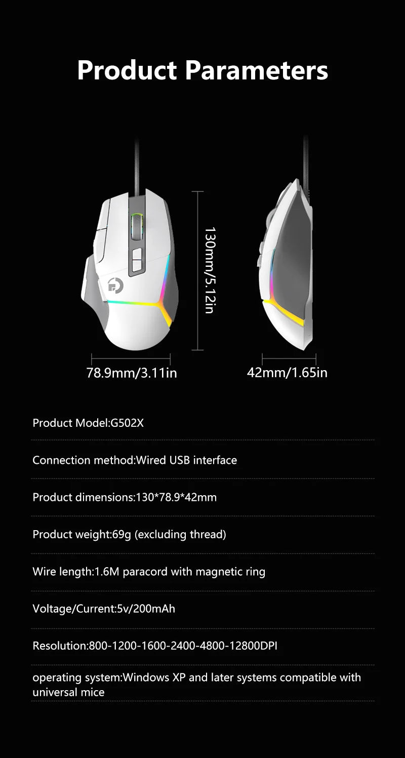 Langaton ergonominen pelihiiri, USB-ladattava Bluetooth-hiiri, optinen sensori, ohjelmoitava pelihiiri langallisella yhteydellä Windowsille