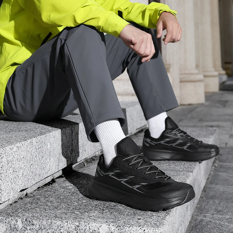 Wide Toe Men Running Sneakers, Minimalist Barefoot Shoes, Lightweight Breathable Zero Sole Outdoor Casual Walking Sport Shoes