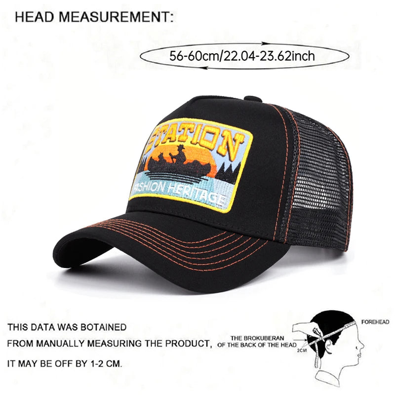 2025 New STATION Small Boat Personalized Truck Hat Street Dance HipHop Hat Outdoor Cycling Sunshade Baseball Hat Mesh Hat Unisex