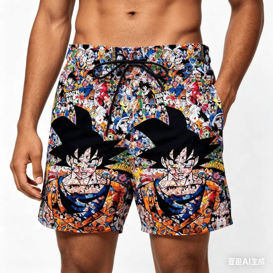 Dragon Ball 3D Print Shorts 2026 Japanese Anime Breathable Quick-Dry Sport Pants Retro Y2K Hip Hop Summer Men's Beach Shorts