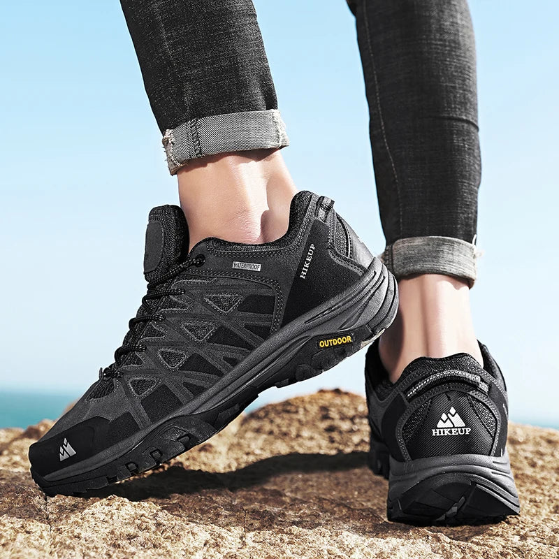 HIKEUP New Arrival Men's Hiking Shoes Breathable Lace Up Trekking Male Cushioning Outdoor Climbing Tourism Sneakers for Men