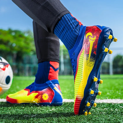 New Men Football Boots Outdoor Sport Boys Long Spikes Non Slip Breathable Match Training Cleats Soccer Shoes Adult Comfortable