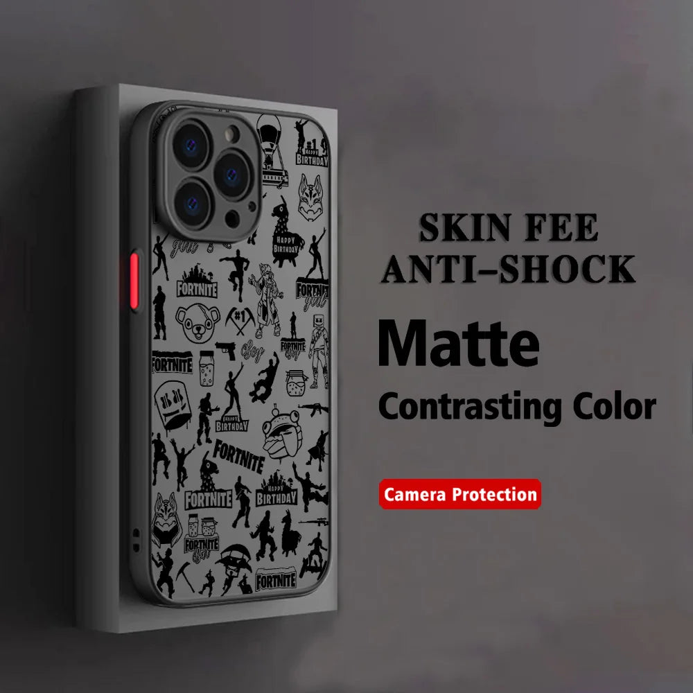 Hot Game F-Fortnites Handyhülle für Xiaomi Redmi Note 14 13 12 12S 11 11S 10 10S 9T 9S 8 7 Pro Plus 4G 5G, matte transparente Rückabdeckung