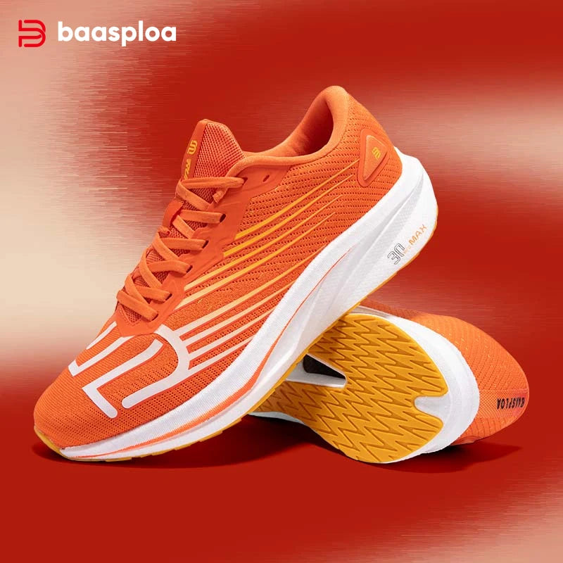 Baasploa Men's Professional Running Shoes Lightweight Breathable Jogging Sports Shoes Female Carbon Plate Anti-slip Sneakers