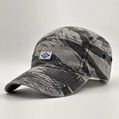 Workwear Style Camo Short Brim Baseball Cap for Men Women, Trendy Unisex Outdoor Sun Protection Peak Hat