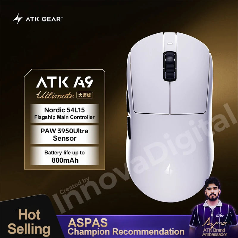 ATK Dragonfly A9 Ultimate kabellose Gaming-Maus A9 Air PAW3950 ultraleichte ergonomische E-Sports-Gamer-FPS-Maus CSGO A9 Ultra