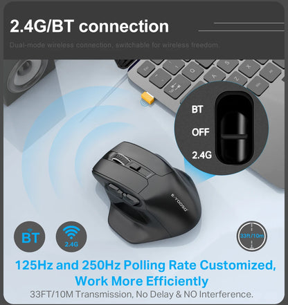 E-YOOSO X-31 Pro USB Gaming Large Mouse, Supports Bluetooth 2.4G Wireless, PAW3212 4800 DPI for Gamer Mice, Computer, Laptop, PC
