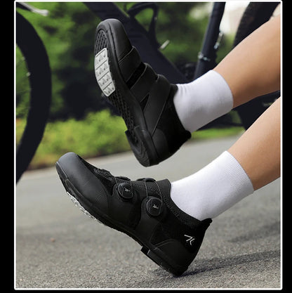 Cycling shoes road bike unisex, HsYixin breathable SPD self-locking non-slip racing road bike shoes flat MTB bicycle sneakers