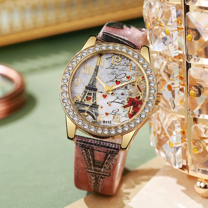 Fashion Flowers Women Watches Ladies Leather Strap Analog Quartz Watch Reloj Mujer Girls Clock Gift