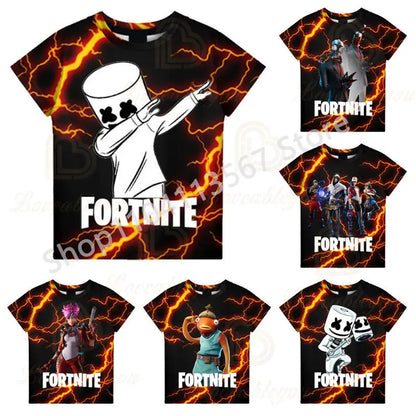 Kinder 100-160cm Hot Sale F-Fortnited Sommer-T-Shirt für Jungen und Kleinkinder, lustige Gaming-T-Shirts, modisches Geburtstagsgeschenk für Mädchen und Jungen