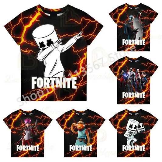 Kinder 100-160cm Hot Sale F-Fortnited Sommer-T-Shirt für Jungen und Kleinkinder, lustige Gaming-T-Shirts, modisches Geburtstagsgeschenk für Mädchen und Jungen