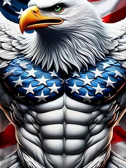 Patriotisches Herren-T-Shirt mit 3D-Adlerprint, lässiger Rundhalsausschnitt, kurzärmeliger Pullover für Sommermode und Outdoor-Aktivitäten, Herrenbekleidung