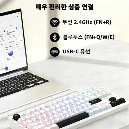 Teclado inalámbrico AULA×LINGBAO K87 con letras coreanas, montaje gasket, teclas PBT, software de macros y interruptores LEOBOG