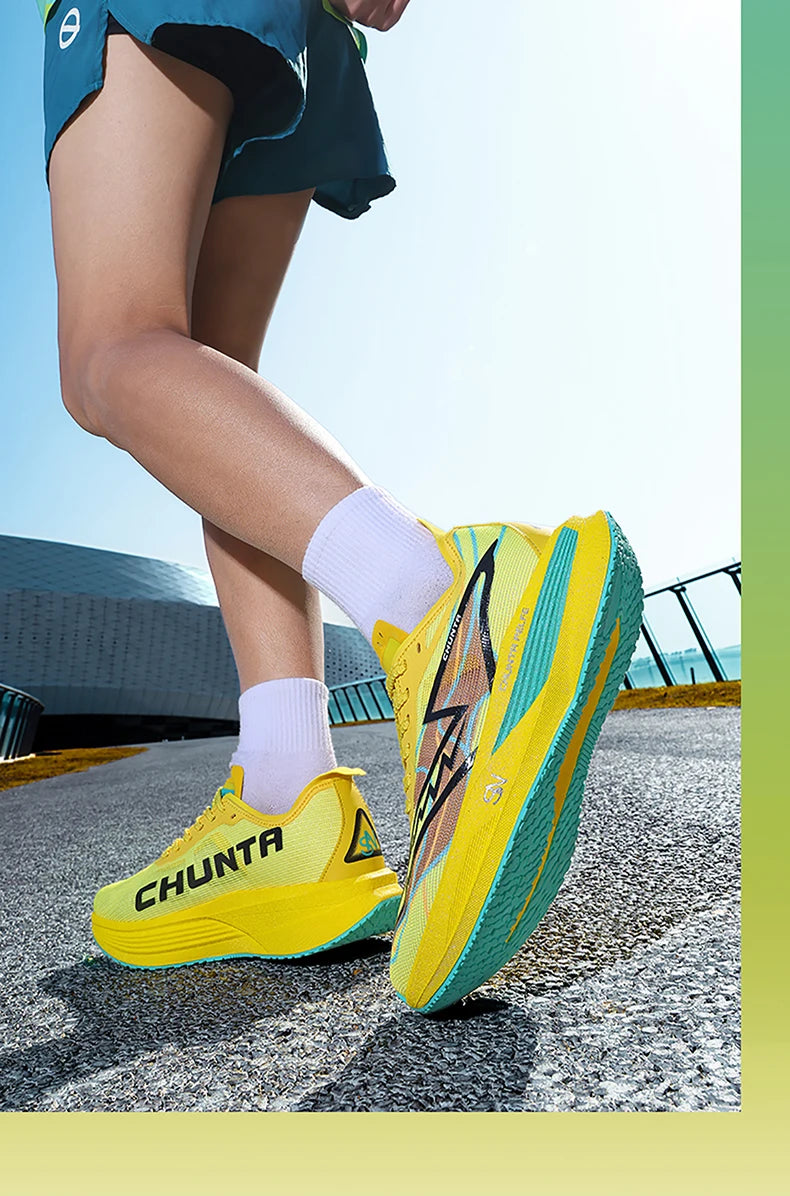 Men Running Shoes Carbon Board Speciality Marathon Sports Breathable Lightweight Women's Comfortable Nonskid Chunta Sneakers
