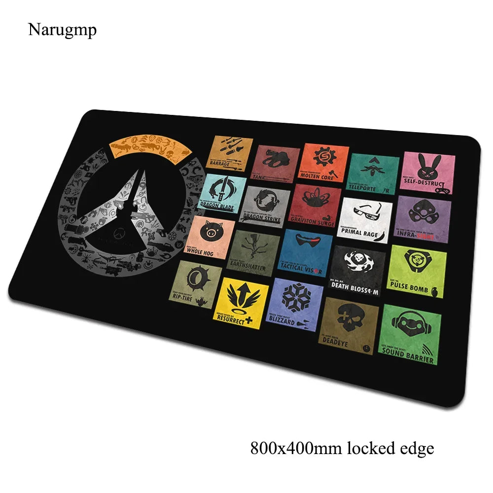 Tapete de rato gaming Overwatch 80x40cm, grande, para secretária de computador, tapete gamer para PC e portátil, presente de Halloween