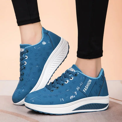 Scarpe casual da donna outdoor con suola spessa, platform alla moda, taglia grande 42, fondo piatto, scarpe sportive per camminata e corsa