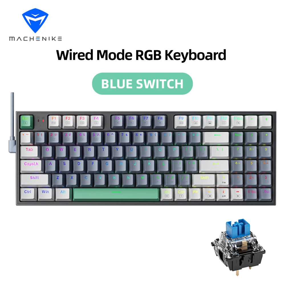 MACHENIKE K500 mechanische Tastatur – kabelgebundene Gaming-Tastatur K500-B94, Hot-Swappable, 94 Tasten, 90%-Layout, RGB-Hintergrundbeleuchtung für PC und Laptop
