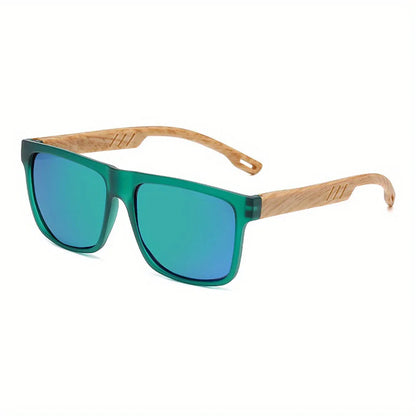 1/2pcs New Square Casual Sunglasses Wood Grain Spring Hinges UV400 Protection Unisex Outdoor Daily Eyewear