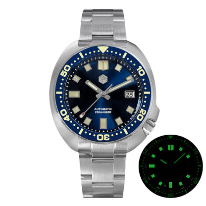 San Martin Turtle Men Diver Watch 44mm NH35 Automatic Mechanical Wristwatch Sapphire Waterproof 200m Luminous Relojes SN0047