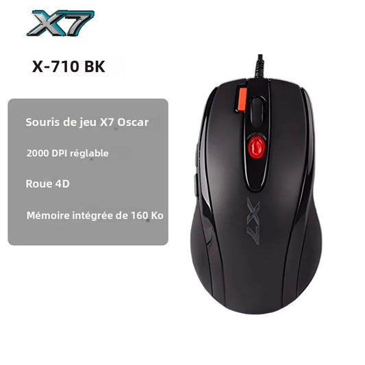 Mouse gaming A4TECH X7 X-710BK Oscar, 2000DPI, 1000HZ, rotella 4D, memoria integrata 160K, Oscar Mouse Editor, senza driver