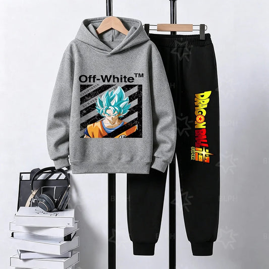 Kids Dragon Ball Camo Goku Printed Hoodie Set Casual Loose Comfortable Long Sleeve Sweatshirt Pants 2 Piece Outfits for Boys